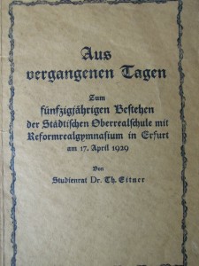 Aus vergangenen Tagen von Studienrat Dr. Th. Eitner