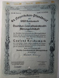 Hypotheken Pfandbrief 1000 Reichsmark 1941