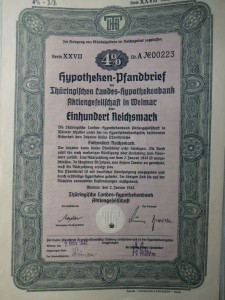 Hypotheken Pfandbrief 1000 Reichsmark 1942