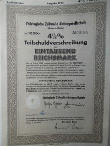 Teilschuldverschreibung 1000 Reichsmark 1943