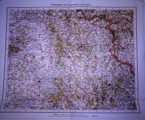 Champagne und Französich Lothringen 1937 Karte map