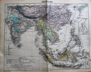 Ostindien Karte/map Stielers Schul-Atlas cca 1900