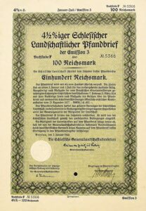 Landschaftlicher Pfandbrief 100 Reichsmark 1940 Breslau 