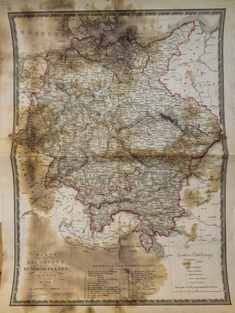 Karte der Deutschen Bundesstaaten 1827 map Germany