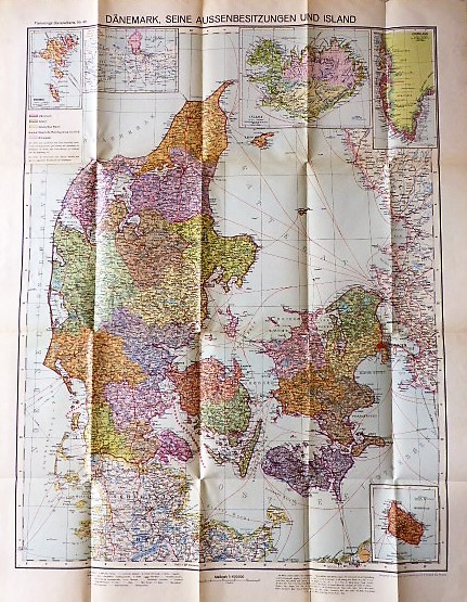 Map of Denmark 1919 Danemark Flemmings Generalkarten 