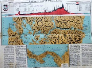 Birds Eye View of the Panama Canal and Map of Panama