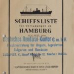 Schiffliste für Verladungen ab Hamburg 1941