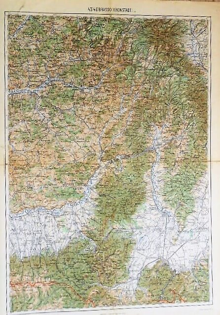 Brasov Romania Harta Kronstadt Rumanien Landkarte Brasso Romania old map 1914