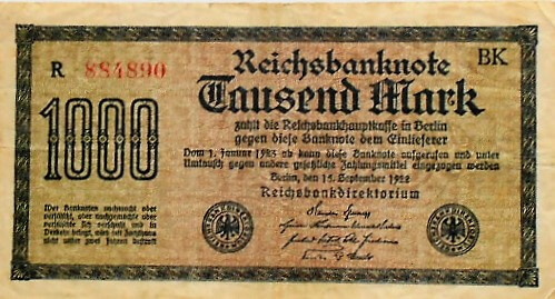 Reichsbanknote Tausend Mark 1922