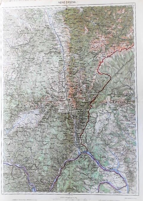 Orsova Turnu severin Harta Orsova Donau Rumanien Landkarte Romania old map 1927