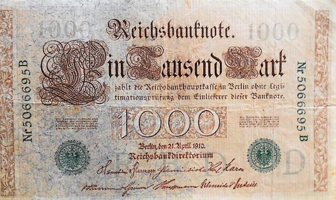 1000 Ein Tausend Mark Reichtsbanknote 1910