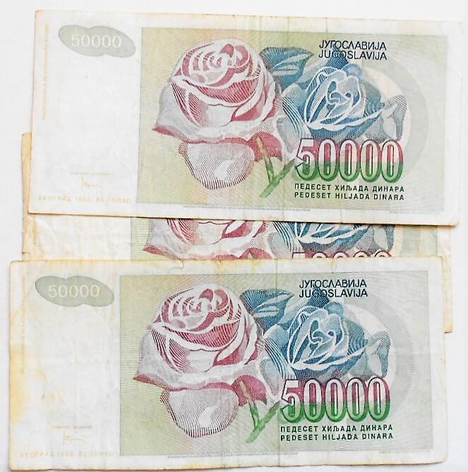 50000 Dinara Jugoslavija Beograd 1992 banknote paper money