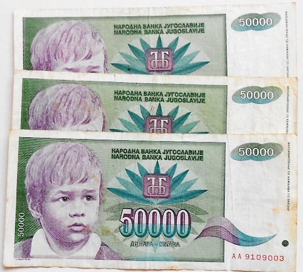 50000 Dinara Jugoslavija Beograd 1992 banknote paper money