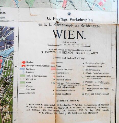 Freytags Verkehrsplan der K.K. Reichshaupt und Residenzstadt Wien 1880-1920