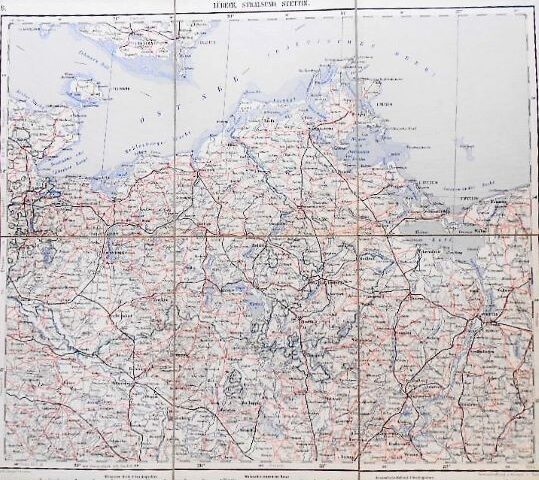 Lübeck Stralsund Stettin Landkarte 1884