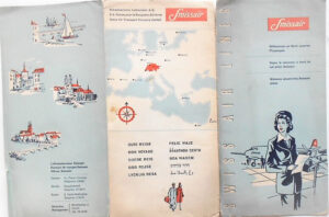 Swissair Swiss Air Lines Cartes de Routes route map 1940-s