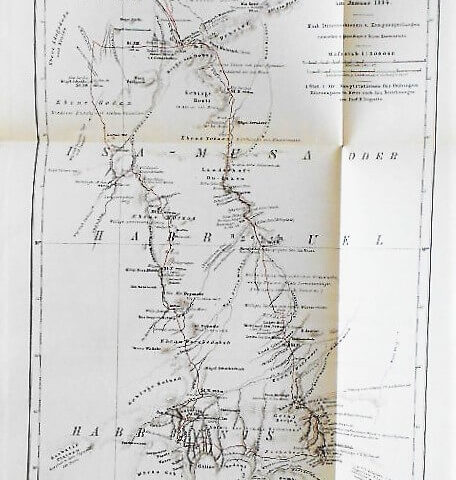 Josef Menges Reise Auf Das Hochplateau Der Somali Halbinsel 1884 Landkarte