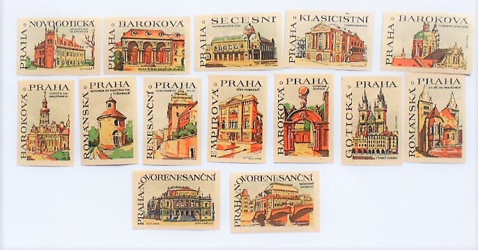 Praha Zápalkové nálepky Pague matchbox label lot