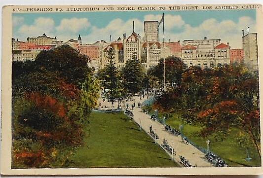 Pershing SQ Los Angeles California old postcard