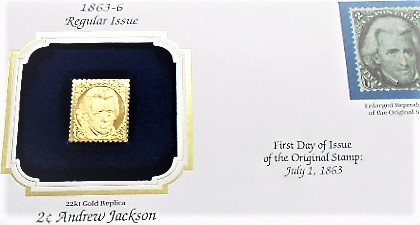 2 C Andrew Jackson stamp 22kt Gold Replica