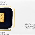 5 c Thomas Jefferson stamp 22 kt Gold Replica