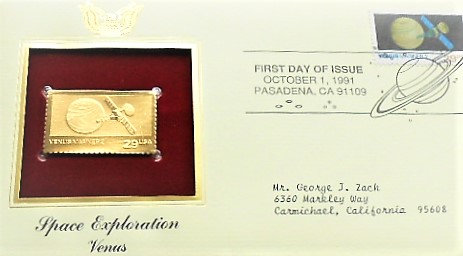 Space Exploration Venus USA stamp Gold replica