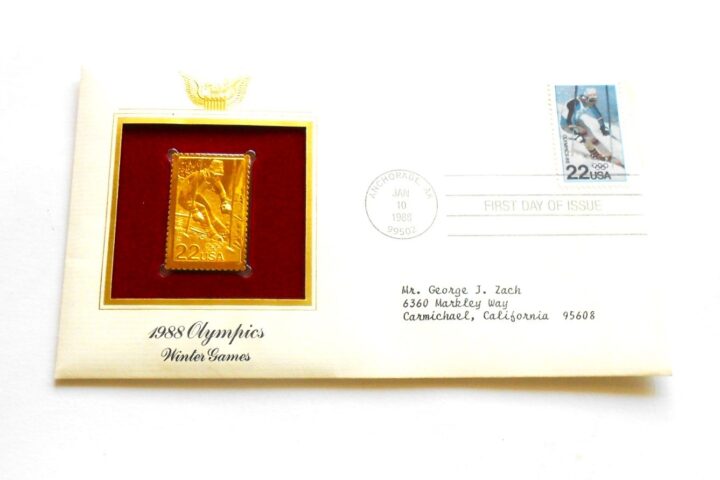 1988 Olympics Winter Games USA gold stamp