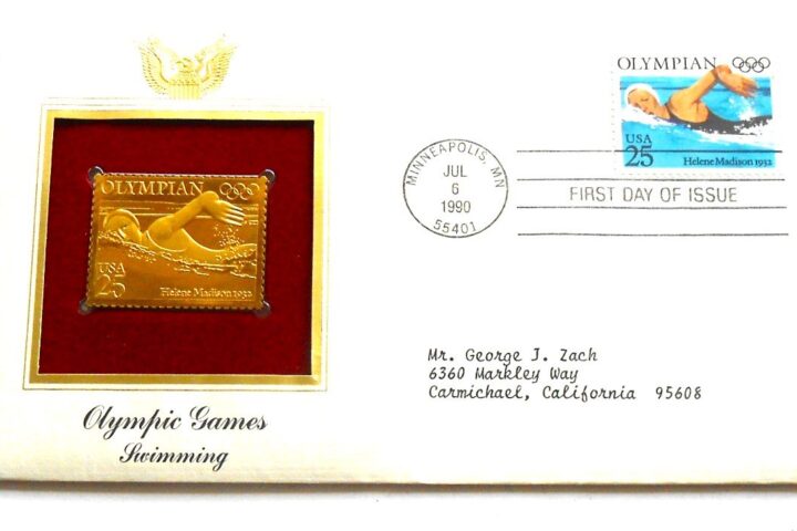 Olympic Games Swimming gold stamp USA