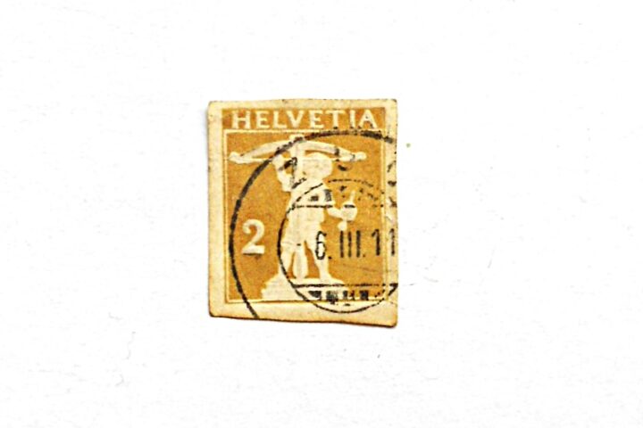 Helvétia 2 old uncut stamp Switzerland 1910-14 Wlliam Tell