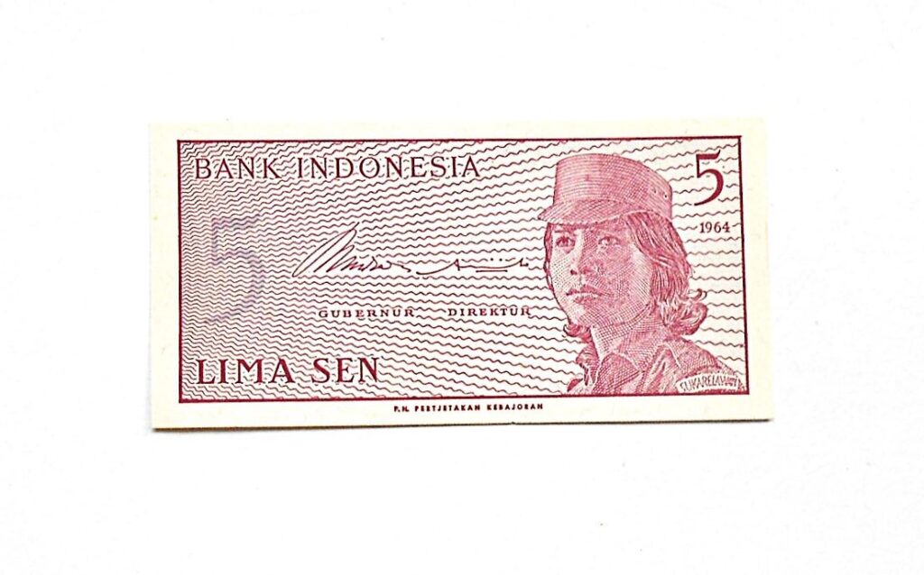 5 Lima Sen 1964 unc Indonesia banknote paper money