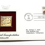 Classic mail transportation Automobile USA gold stamp