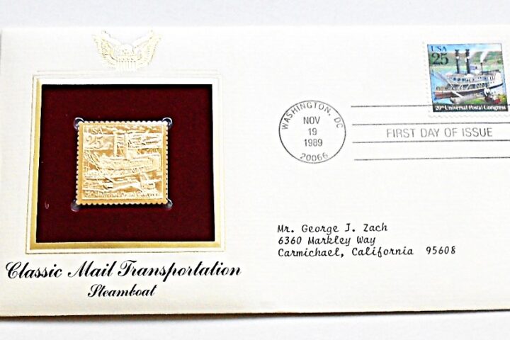 Steamboat Classic Mail Transportation USA gold stamp