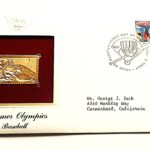 Summer Olympics Baseball USA gold stamp