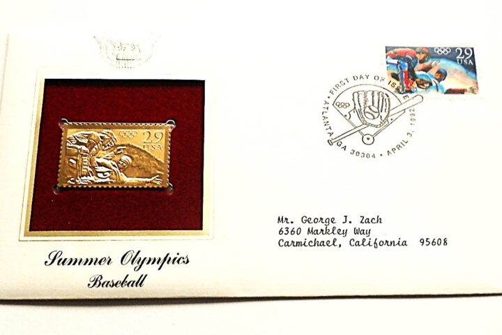 Summer Olympics Baseball USA gold stamp