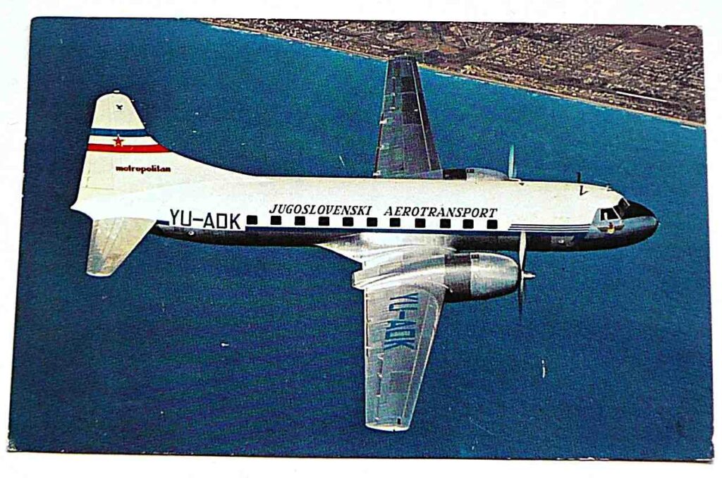 Jugoslovenski Aerotransport Metropolitan 440 postcard 