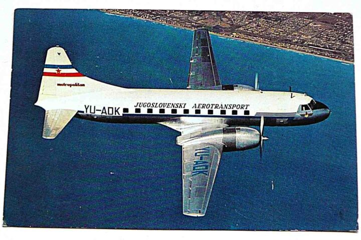 Jugoslovenski Aerotransport Metropolitan 440 postcard