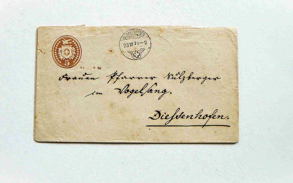 Old letter 1871 Schaffhausen Diesenhofen