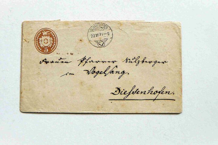 Old letter 1871 Schaffhausen Diesenhofen