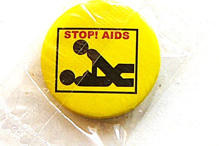 Stop AIDS badge pin