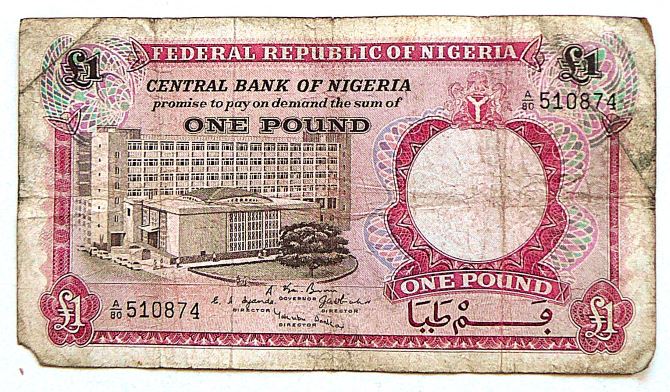 1 One Pound Nigeria paper money banknote