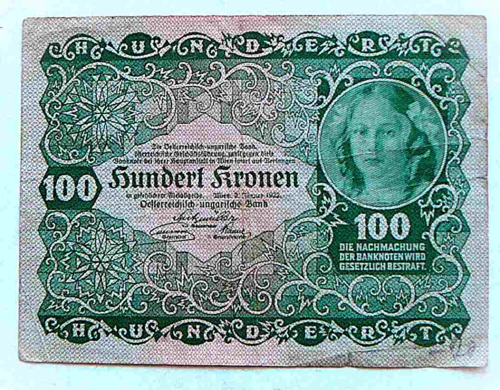 100 Hundert Kronen 1922 Wien Banknote