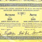 Banca Bistrita Bistritz Rumanien Aktie 200 Lei 1922