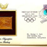 Winter Olympics Figure Staking USA gold stamp