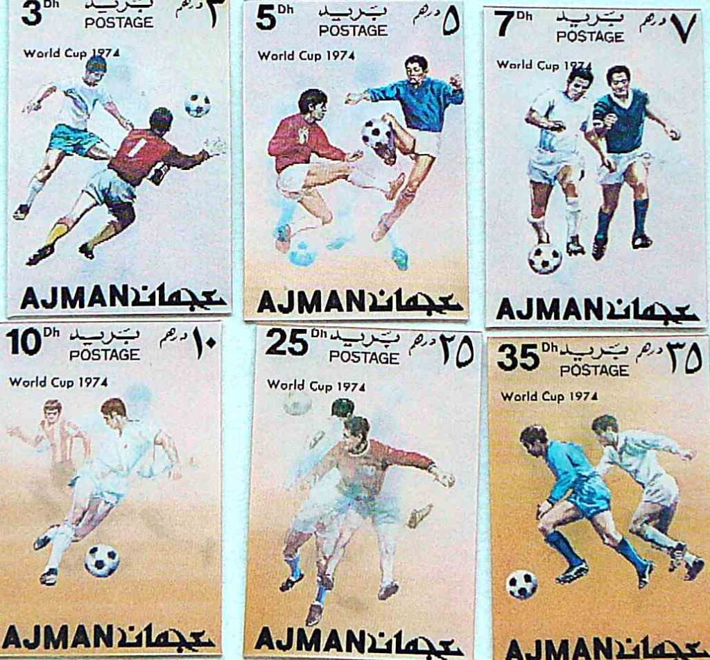 World Cup 1974 3 D Ajman stamp lot