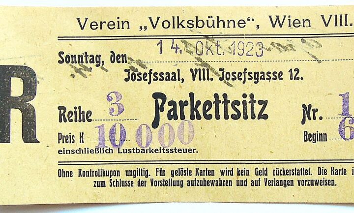 Parkettsitz Verein Volksbühne Wien VIII. Josefssaal 1923