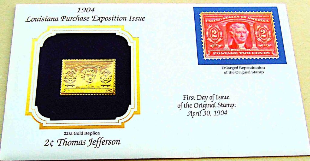 2 c Thomas Jefferson USA gold stamp