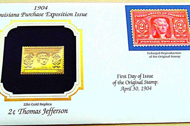 2 c Thomas Jefferson USA gold stamp