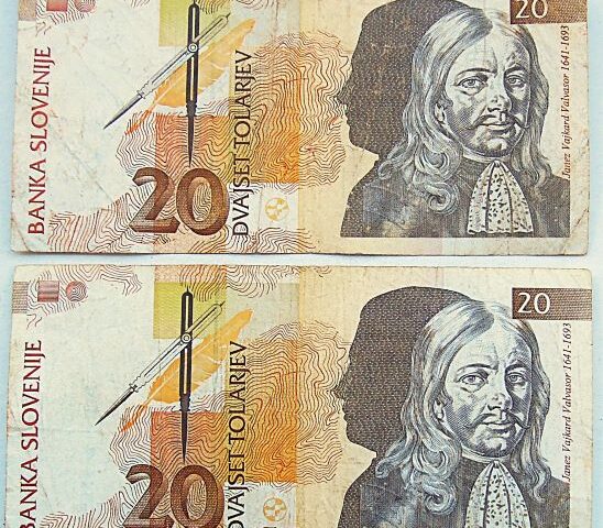 20 Dvajset Tolarjev Slovenia 1992 banknote paper money Lot