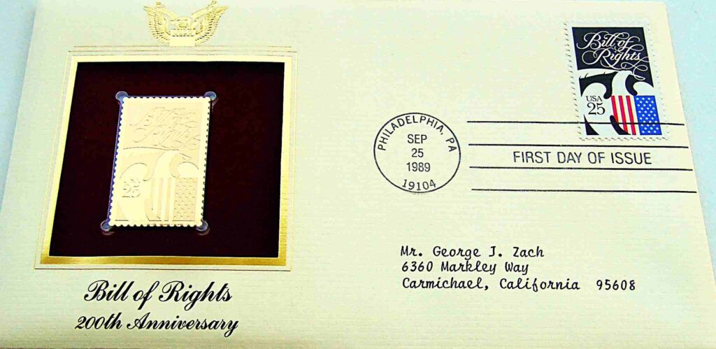 Bill of Rights USA gold stamp 