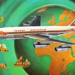 Ethiopian Airlines Boing 720 postcard